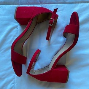 Red chunky heels
